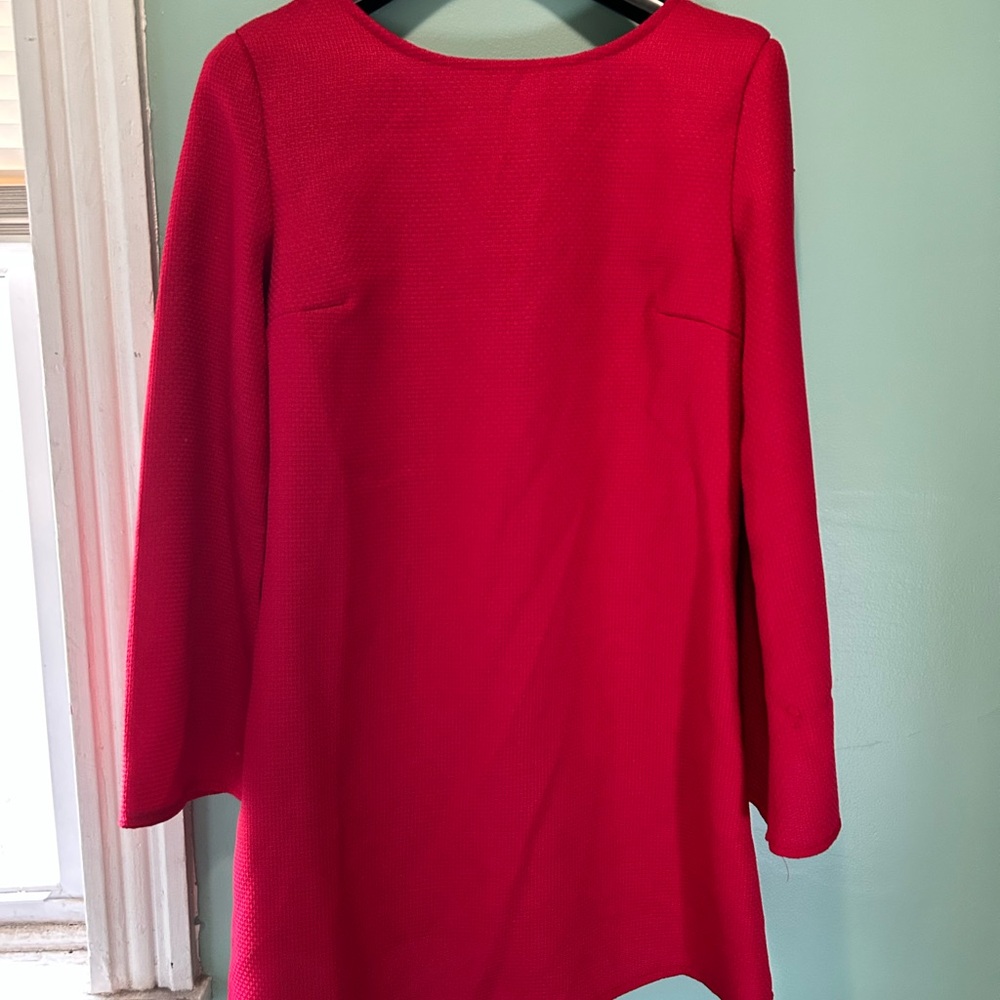 SHEIN Bright Red Long Sleeve A-Line Dress